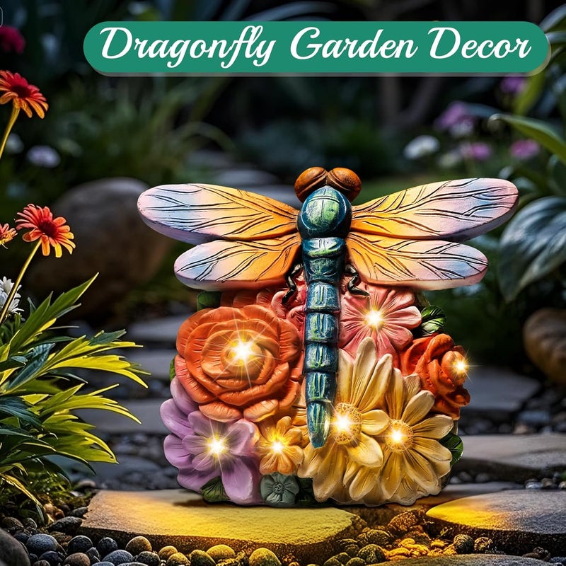 linkax Birthday Gifts for Women Mom Grandma Sister, Solar Dragonfly Lights Garden Decor, Outdoor Solar Dragonfly Figurine for Outside Patio Yard Front Porch Home, Gardening Housewarming Gifts New Home - Image 4
